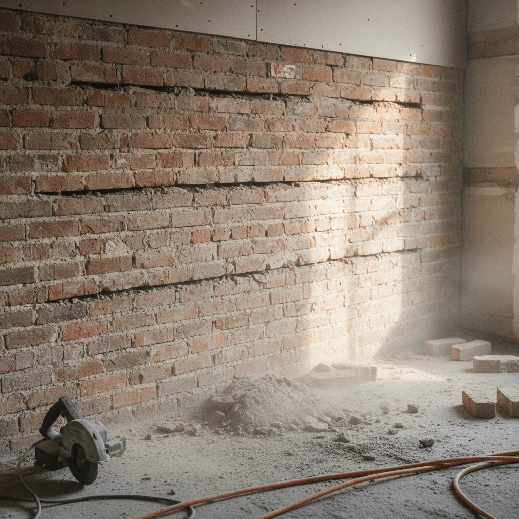 Schlitze klopfen für Kabel